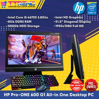HP Pro-One 600 G1 All-in-One Desktop Computer Business PC Intel Core i5 4th Gen Quad Core 21.5"