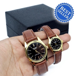 Casio Quartz Black Dial Leather Band Couple Watch (Brown)gold ring gold earrings gold jewelry