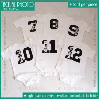 [wholesale]✶(300) Number with month inside Baby Onesies - Monthly Milestone Onesies -Personalized On