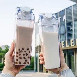 wella Acrylic Water Clear Transparent Bottle Stylish Milk Carton Shaped Water Bottle Milk and Tea