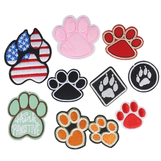 Dog paw footprints Patch DIY Sew on Iron on Badges Patches Cloth Embroidery Applique