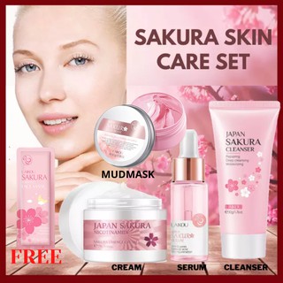 BEST SELLER AUTHENTIC Laikou Japan Sakura Serum Skin Care Sets Shrinking Pores Whitening