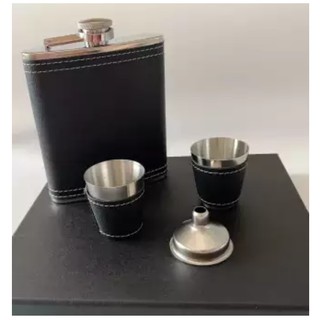 **COD Classical Gift Set Hip Flask Set Wine Pot Set Stainless Steel Guest Gift 9Oz Bottle**