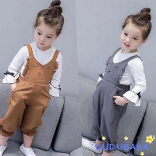 【dudubaba】Korean Spring/Autumn Baby Girls Suspender Cotton Cartoon Pattern Pants 2~8 Years Old
