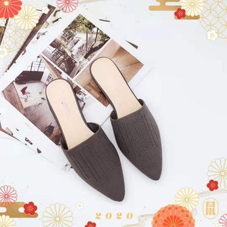 Korean Pointed Toe Flat Half Shoes Mules