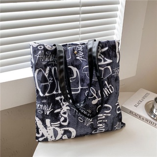 F098-Women's Bag New Large Capacity Printed Graffiti Tote Bag Shoulder Bag