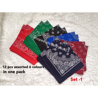 12 pcs assorted colours handkerchief & scarf 54cm by 54cm