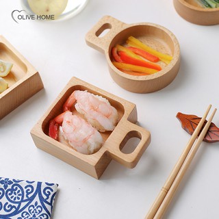 Wooden Tray Small Dinner Plates Food Snack Dessert Tea Dish Seasoning Sauce Food Dipping Dishes Plate
