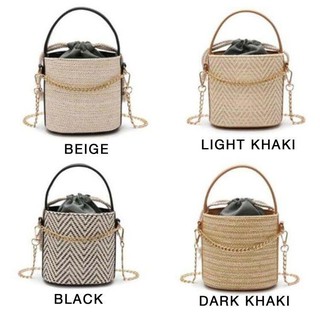 Straw Bag Rattan Bucket Bag Korean Sling Bag Beach Hand Bag Women Fashion Bag Hand Woven Bag Shoulde