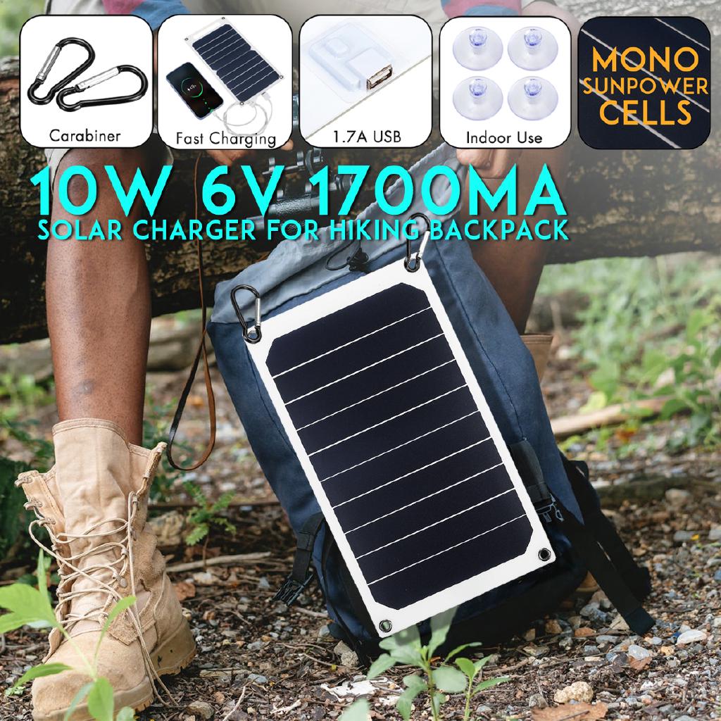 10W 6V 1700mA Sunpower Solar Panel DC USB Kits For Phone Camping Battery Charger Power Bank (1)