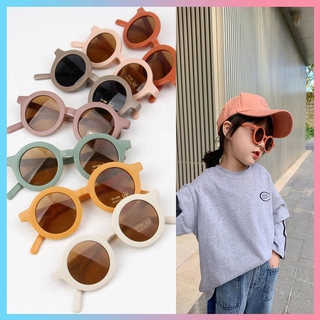 Korean Retro Sunglasses for Kids Fashion Round Solid Color Children Eyewear Anti Radiation UV400