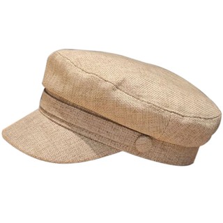 Cotton Linen Sailor Captain Caps Retro Breton Beret Cap Flat Top Newsboy Fisherman Hat Unisex (1)