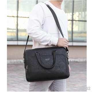۞✾♀Jeep Buluo Man Hand Bag Business Bag Classical PU Leahter Messenger Bag Laptop Bag