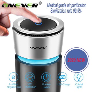 Onever Car Air Purifier 12V Negative Ions Air Cleaner Ionizer Air Freshener Auto Mist Maker Pm2.5 Eliminator Cup Car Charger (1)