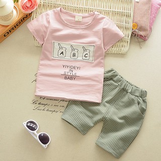 Baby Casual Short Sleeve Cotton Shirt+ Shorts Cloth Set (2)