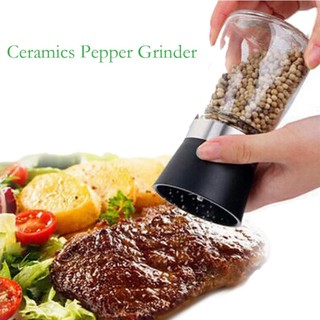 SHOPP INN Glass Salt Pepper Mill Grinder Spice Grinding Bottle（Black） (1)