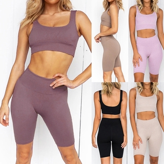 2021 New Women Fashion Sports sleeveless Top Short Pants Sportswear Sport Gym Yoga Sets
