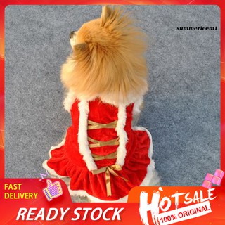 【Ready Stock】Christmas Pet Dog Puppy Doggy Soft Warm Santa Dress Costume Clothes Apparel