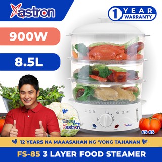 Astron FS-85 3-Layer Electric Food Steamer | 900W | 8.5L (white) (1 year warranty)