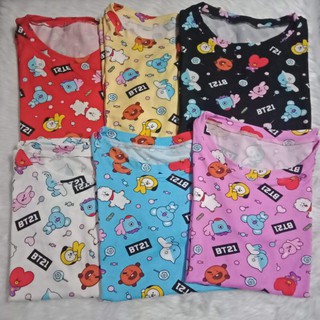 (COD) BTS BT21 Pajama Terno Set Sleepwear PJs Sleep Wear Kpop Korean Cotton Spandex BT21 Pajamas (3)