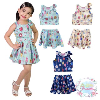 Little Princess girls dessert print terno dress for baby girls KT5094