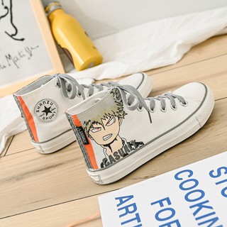 ✺Canvas shoes men s shoes Student Korean ulzzang high top 2020 new white versatile reflective animation board shoes