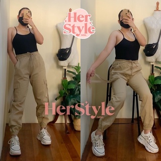 HERSTYLEMNL 2 Pockets Non Stretchy Fabric Canvas Cargo Pants