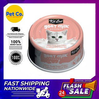 ✲●Kit Cat Goat Milk White Meat Tuna Flakes and Cheese 70g Grain Free Cat Wet Food