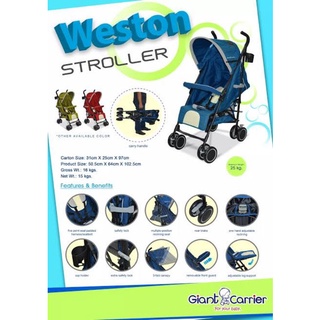 Giant Carrier Weston Stroller for Baby Boy and Baby Girl New Born Up to 3 Years Old High Quality