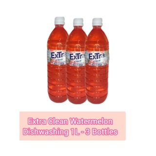 Extra Clean Watermelon Dishwashing Liquid 1 Liter - 3 Bottles
