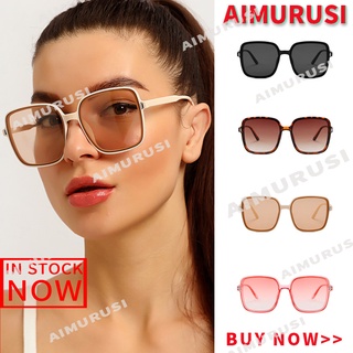 (Aimurusi) Western Style Square Sunglasses for Women New Fashion Eyeglasses UV Protection Eyewear Shades Trend Anti Radiation Glasses