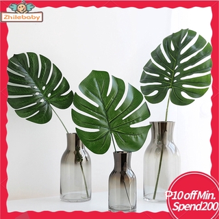 2pcs Artificial Leaves Monstera Green Simulation Palm Leaf Home Decoration