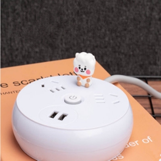 Kpop BTS USB Multi-function Power Strip With Smart USB JACK Usb Outlets and BT21 Cute Figures for Home Office