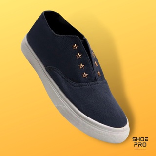 ShoePro Men's Flat Slip On Sneakers Shoes (Navy Blue)