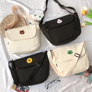 insCanvas Bag Girls' Korean-Style Messenger Bag Harajuku Japanese Style Small Square Bag Small Bag Simple Big Bag