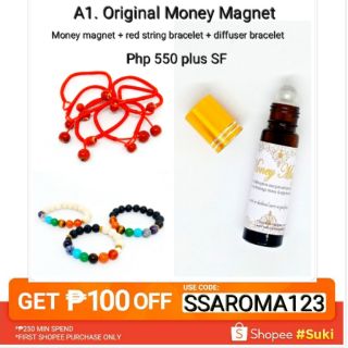 Money magnet oil w/ red string bracelet & diffuser bracelet