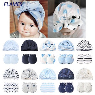 handguard✗FL Baby Anti-scratch Gloves Knotted Hat Set Handguard Cotton Mittens Beanie Cap Kit for I