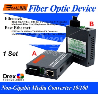 Netlink Media Converter Non Gigabit Pair A&B Htb 3100 Fiber Optic Device