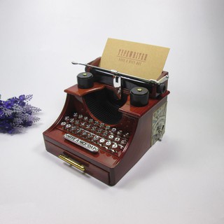 recommendedOld style Typewriter machine music box creative retro brown musical box with a drawer hom
