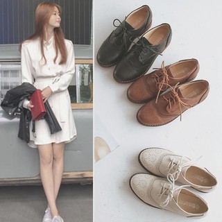 Authentic Oxford Shoes Female Wild British Style Small Leather Shoes Female Brock Lace-Up Single Sho