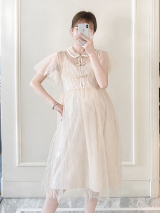 [Spot] Maternity suit, retro temperament mesh dress, two-piece sling + dress