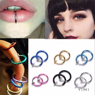 Set of 2 Unisex Nose Ring Earrings Gothic Punk Clip-On Nasal Septum Nasolabial Ring-YIMI