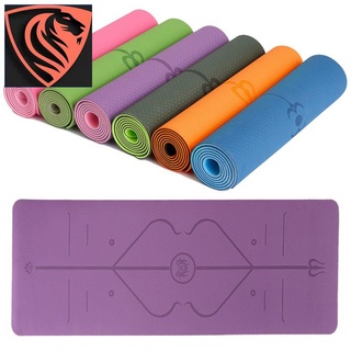 (Ready Stock) Non-Slip 6mm Yoga Mat TPE Eco Friendly Exercise Mat Fitness Pilates Mat with Guide lin