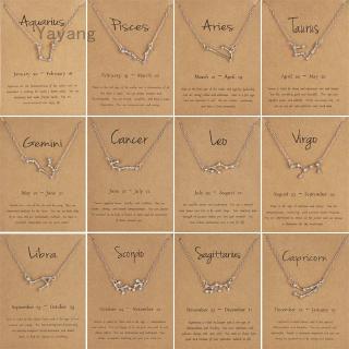 12 Constellation Pendant Necklace Zodiac Sign Necklace Birthday Gifts Message Card For Women