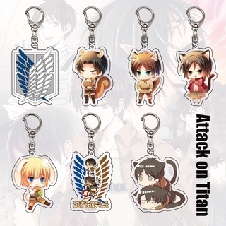 Attack on Titan Keychain Anime Bag Pendant Keyring Key Chain Double Side Acrylic Eren Mikasa Rivaille Birthday Gift (1)