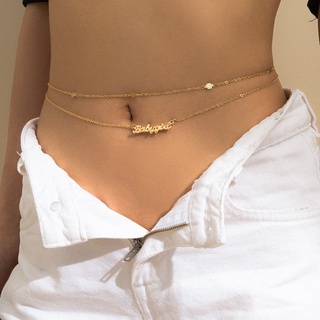 Fashion punk simple sexy body chain / vintage simple letter multi-layered geometric waist chain / temperament flower fine chain body chain / trendy exquisite alloy belly Chain