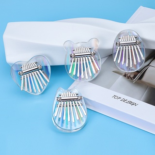 【Rainbow!!!】8 keys mini Kalimba transparent heart crystal kalimba acrylic Thumb Piano Acoustic Finger Piano Music Instrument