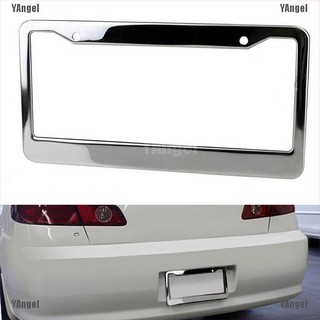 【Angel】1PCS Chrome Stainless Steel Metal License Plate Frame Tag Cover With Screw Caps