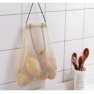 Kitchen Vegetable Onion Potato Storage Hanging Bag Reusable Washable Breathable Mesh Bags Fruit Organizer