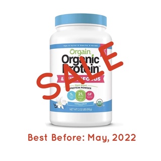 Authentic Orgain Organic Plant Based Protein+Superfoods Powder, Vanilla Bean-Vegan, 2.02 lb